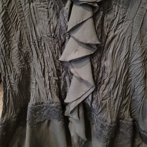 Sunny Taylor - Black Peasant Blouse with Ruffles - Picture 2 of 4